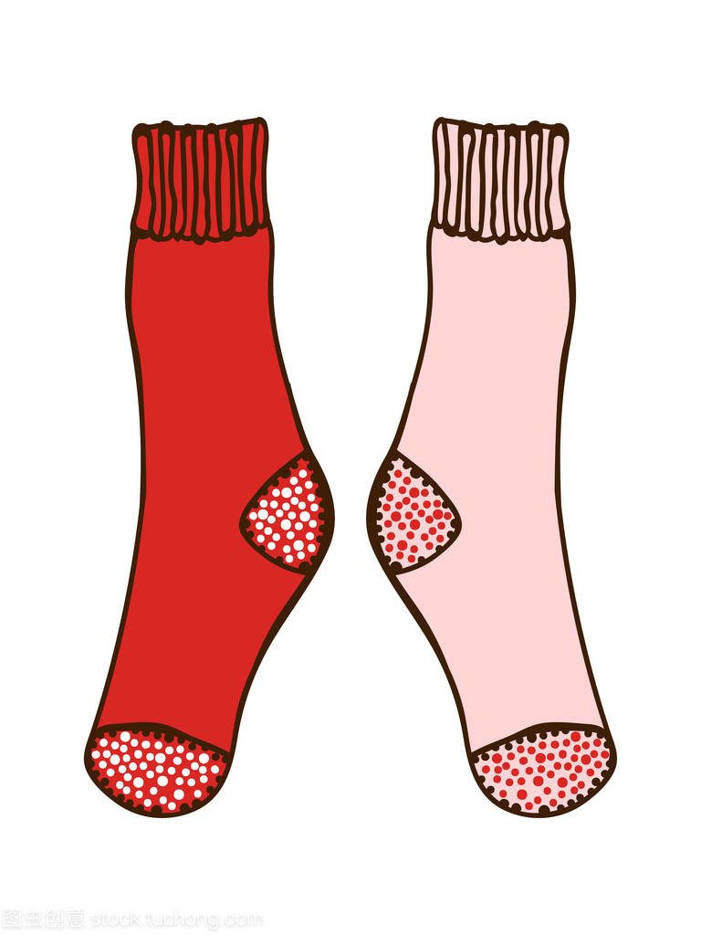 嘟嘟雙彩色襪子。插圖設(shè)計